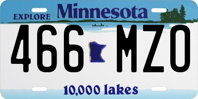 MN license plate 466MZO