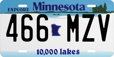 MN license plate 466MZV