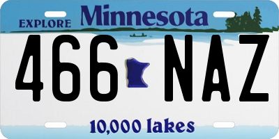 MN license plate 466NAZ