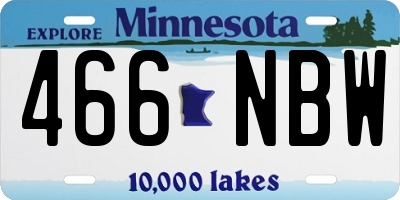 MN license plate 466NBW