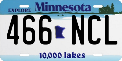MN license plate 466NCL