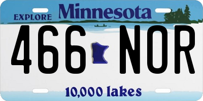 MN license plate 466NOR