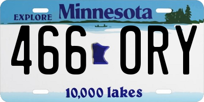 MN license plate 466ORY