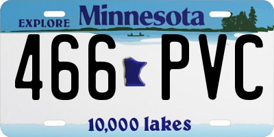 MN license plate 466PVC