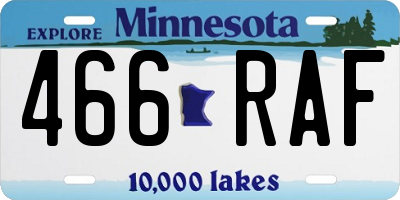 MN license plate 466RAF