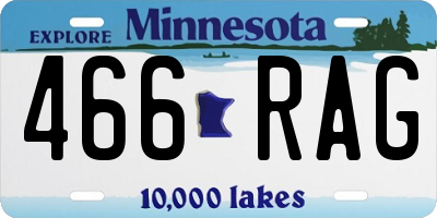 MN license plate 466RAG