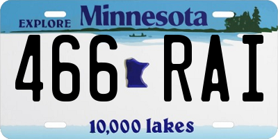 MN license plate 466RAI