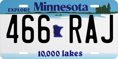 MN license plate 466RAJ