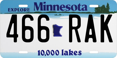 MN license plate 466RAK