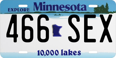 MN license plate 466SEX