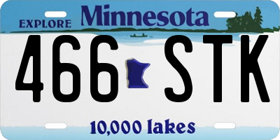 MN license plate 466STK