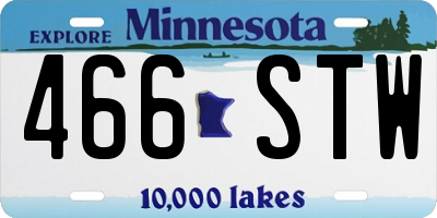 MN license plate 466STW
