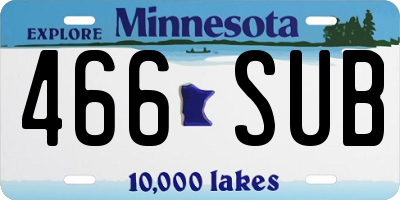 MN license plate 466SUB