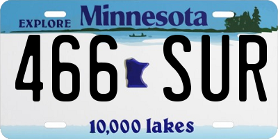 MN license plate 466SUR