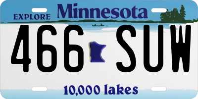 MN license plate 466SUW