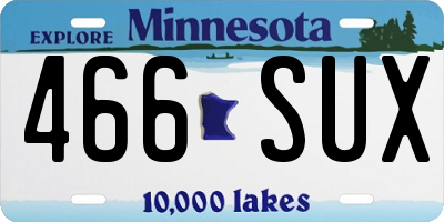 MN license plate 466SUX