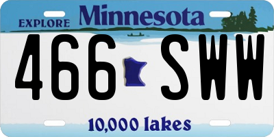 MN license plate 466SWW