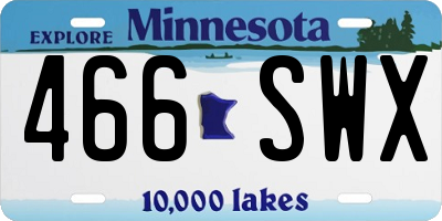 MN license plate 466SWX