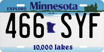 MN license plate 466SYF