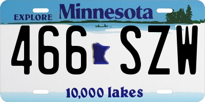 MN license plate 466SZW