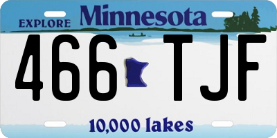 MN license plate 466TJF