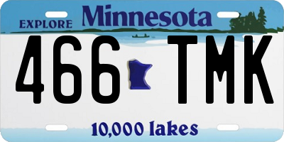 MN license plate 466TMK