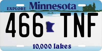 MN license plate 466TNF