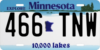 MN license plate 466TNW