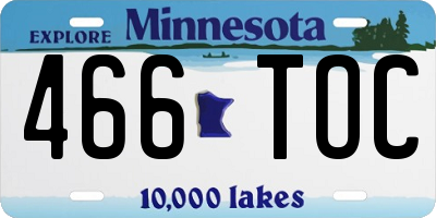 MN license plate 466TOC