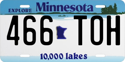 MN license plate 466TOH