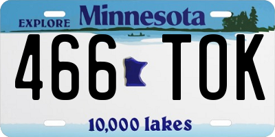 MN license plate 466TOK