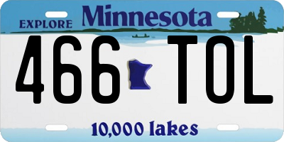 MN license plate 466TOL