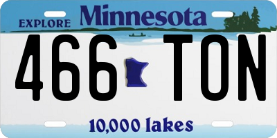MN license plate 466TON