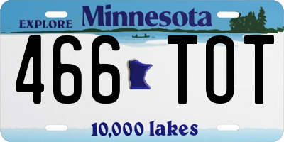 MN license plate 466TOT