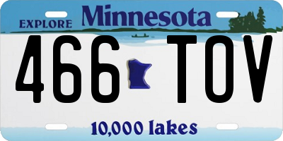 MN license plate 466TOV