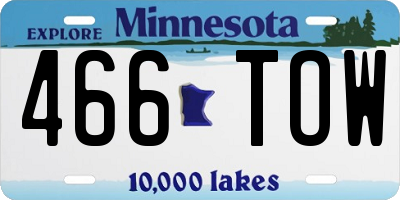 MN license plate 466TOW