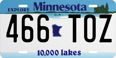 MN license plate 466TOZ