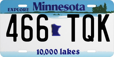 MN license plate 466TQK