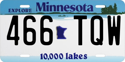 MN license plate 466TQW