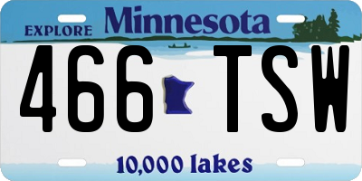 MN license plate 466TSW
