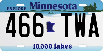 MN license plate 466TWA