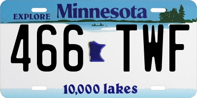MN license plate 466TWF