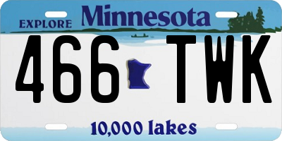 MN license plate 466TWK