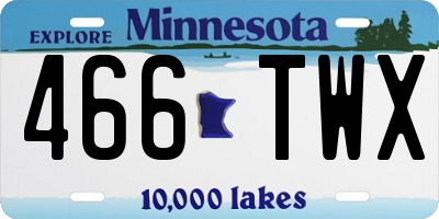 MN license plate 466TWX