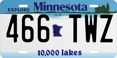 MN license plate 466TWZ