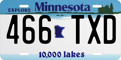MN license plate 466TXD