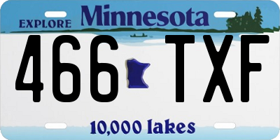 MN license plate 466TXF