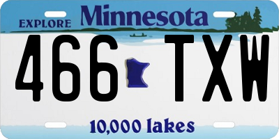 MN license plate 466TXW