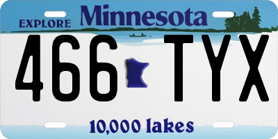 MN license plate 466TYX