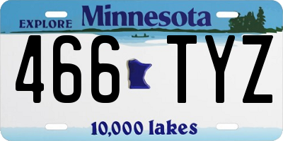 MN license plate 466TYZ